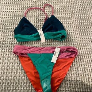 NWT size small J. Crew color block bikini